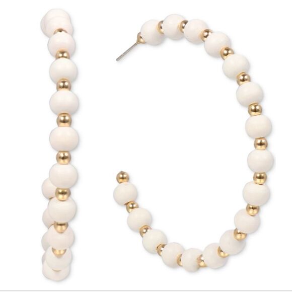 I.n.c. International Concepts Gold-Tone Large Color Bead C-Hoop Earrings, 2.8" - Picture 1 of 4